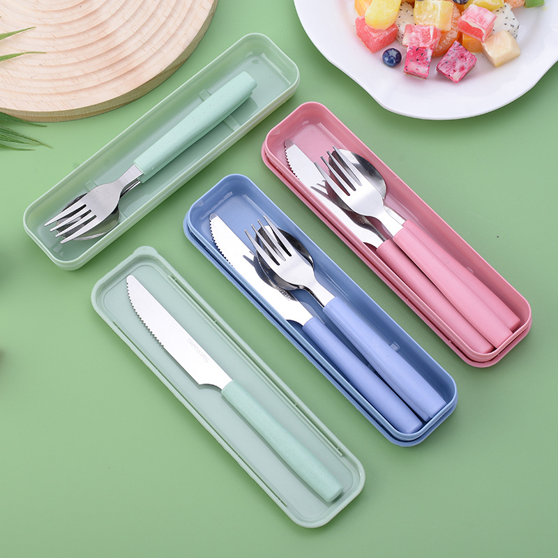 Cross-Border Western-Style Stainless Steel Portable Tableware Three-Piece Set Spoon and Fork Table Knife Outdoor Company Gift Fork Exquisite Set