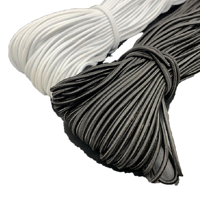 Elastic Cord Black Latex High Elastic Tag Rope Elastic Round Elastic Beaded Rope Clothing Hem Hat Cord Manufacturer Wholesale