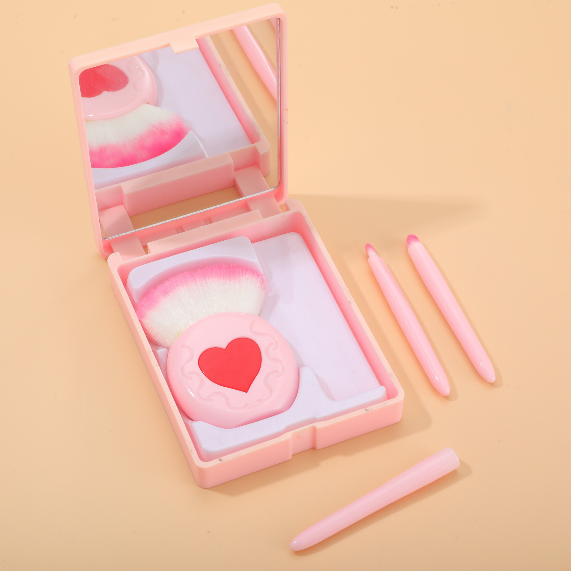 Semi-Finished Mirror Box, Makeup Brush, Plastic Handle with Box Set, Multi-Functional Beauty Tool Accessories Handle Wholesale