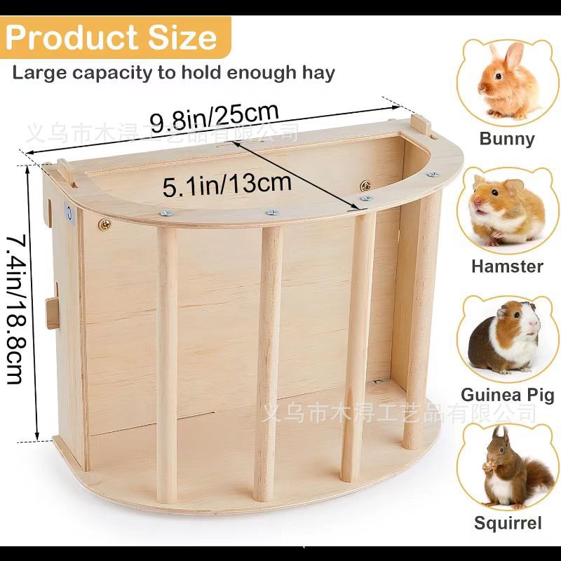 Cross-border Pet Supplies Wooden Rabbit Feeder Rabbit Herbivore Rack Hanging Cashmere Mouse Grass Feeder Guinea Pig Hay Rack