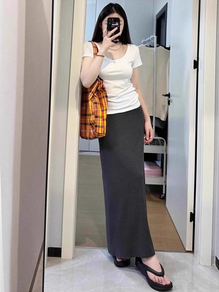 Pregnant Women's Skirt for Summer 2025 New Style Non-supporting Abdominal Non-bellied Mid-length Sheath Fishtail Skirt Long Skirt for Summer