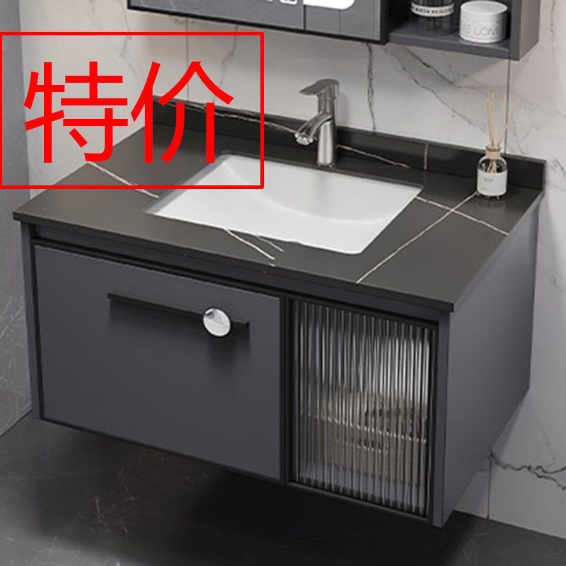 Space Aluminum Bathroom Cabinet Bathroom Washbasin Washbasin Cabinet Combination Integrated Slate Washstand Narrow Edge Small Apartment