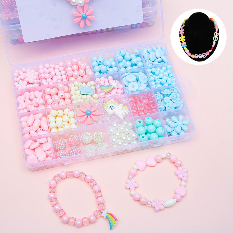 Keyou children's handmade beaded girls beaded educational toys bracelet necklace beaded diy accessories wholesale children