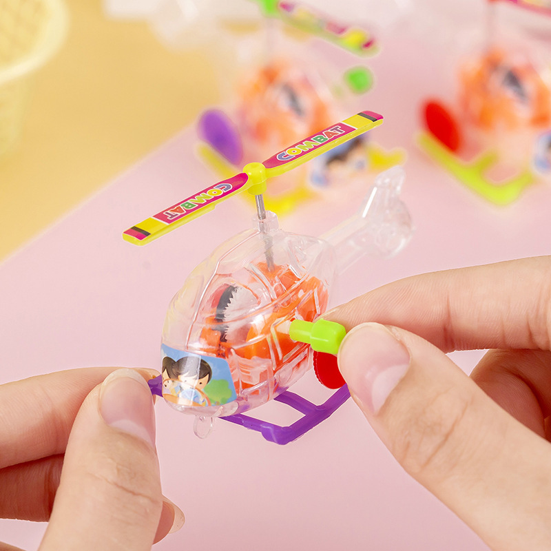 New Wind-Up Helicopter Gliding with Propeller That Can Be Rotated, Wind-Up Transparent Small Airplane Toy Wholesale