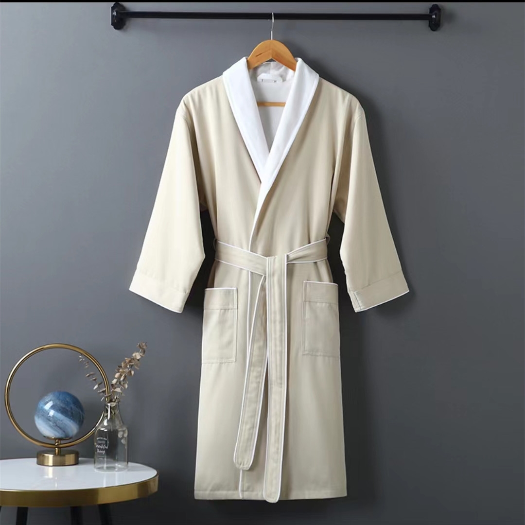Five-Star Hotel Bathrobe, Double-Layer Gabardine Bathrobe, Suitable for All Seasons, Thickened Nightgown, High-End Bathrobe Customization