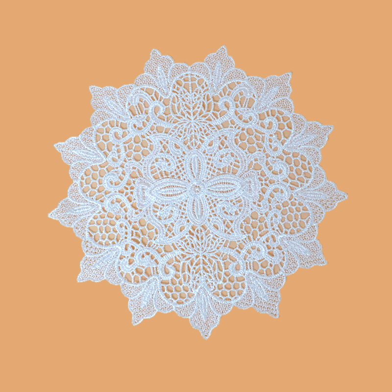 French Embroidered Lace Coasters, Insulated Bowl Mats, Bedside Table Tablecloths, Round Cut Out Placemats, Ethnic Style Ornaments Table Mats