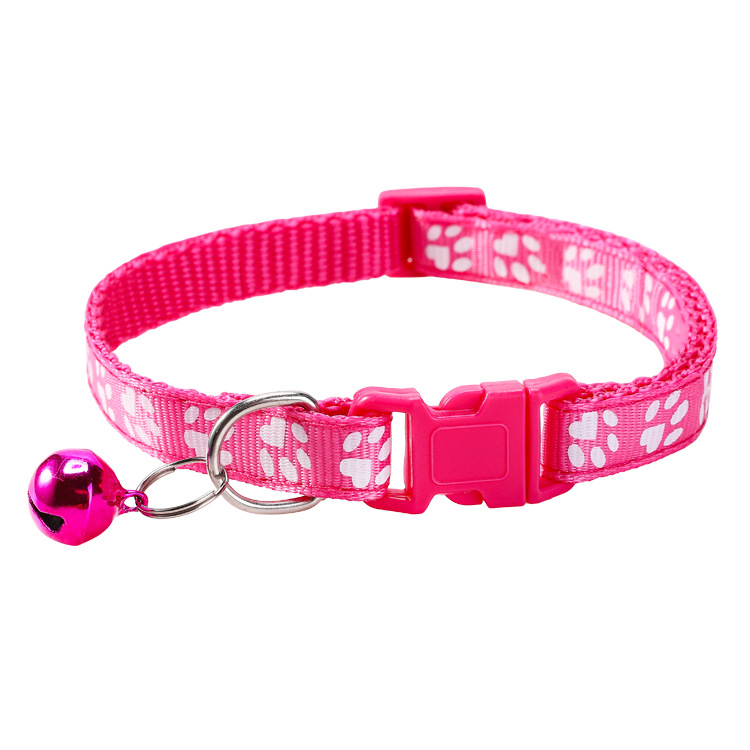 Pet Collar Dog Paw Print Bell Cat Collar Footprint Dog Collar Adjustable Collar in Stock Wholesale