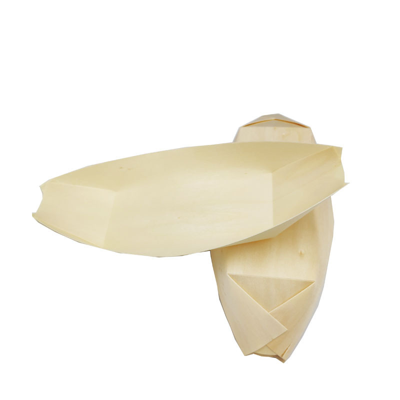 Customized Food-Grade Disposable Wooden Boat Veneer Boats Japanese-Style Takoyaki Sushi Box Eco-Friendly Tableware