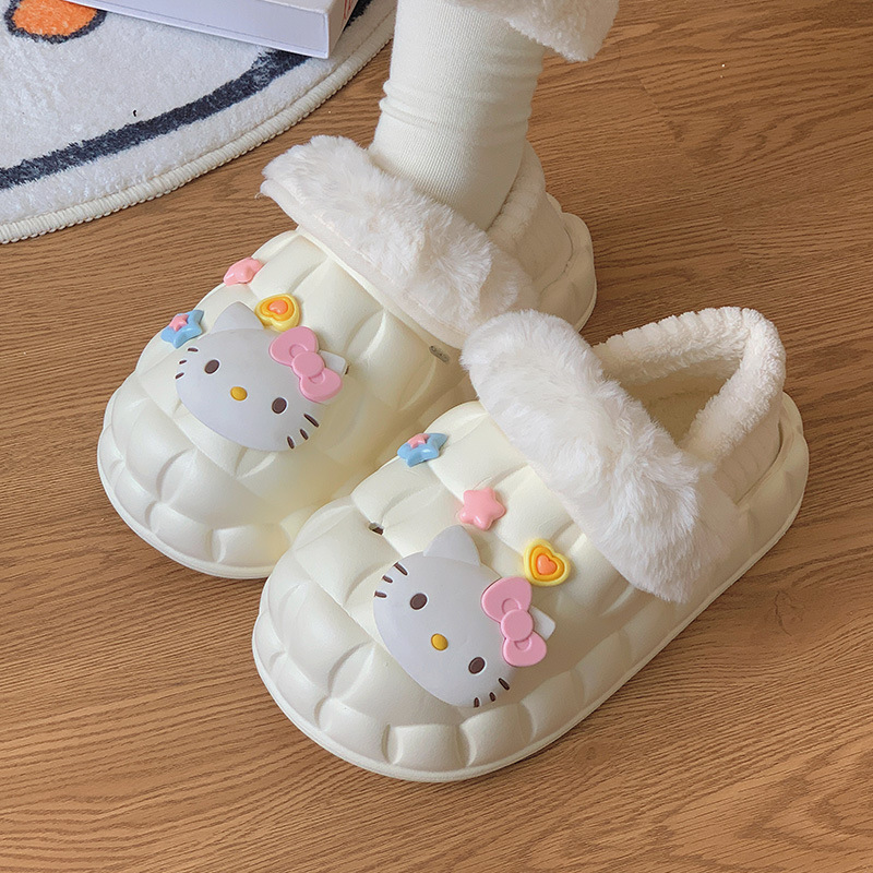 Kt Cat Cotton Slippers for Women to Wear Outside in Winter Non-Slip Waterproof Warm Indoor Home Cotton Shoes Dropshipping