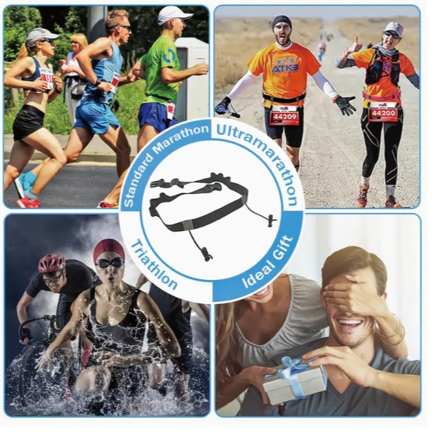 Black Belt Competition Number Belt Energy Rubber Ring Iron Man Three Marathon Running Competition Belt to Reduce Burden