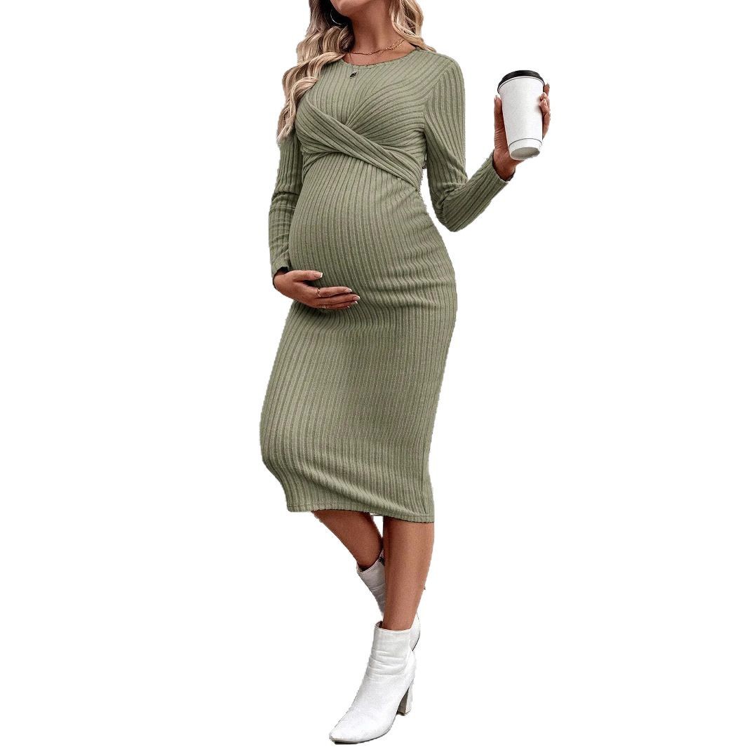 Pregnant Women dress Cross-border European and American Foreign Trade Long Sleeve Pregnant Women's Skirt Temperament Kink Slim Maternity Dress