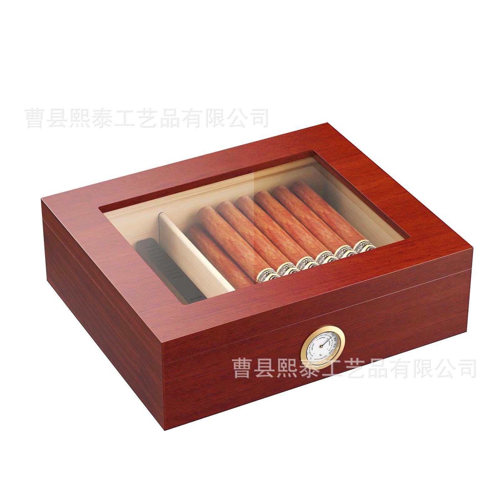 Wooden Cigar Humidor Wholesale Transparent Cover Wooden Cigar Storage Box Solid Wood Cigar Collection Box Factory Direct Supply