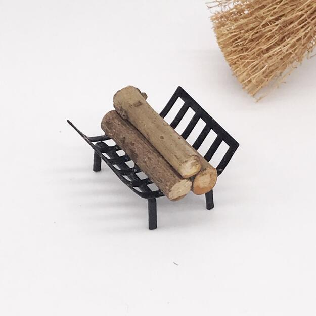 1:12 mini doll house dollhouse simulation model black metal firewood rack garden outdoor scene ornaments