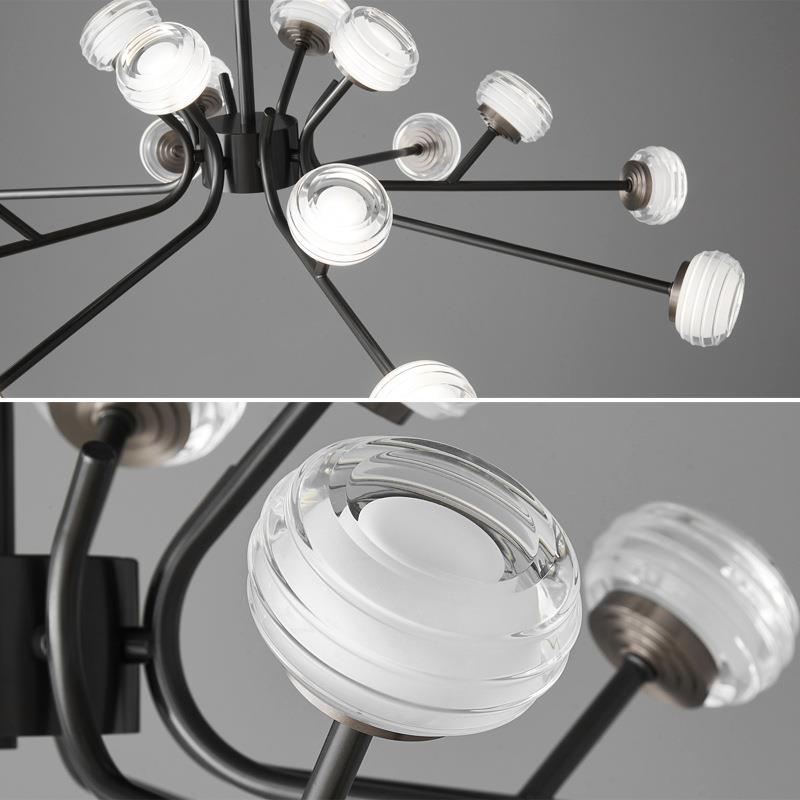 Zhongshan Factory Showroom Nordic Living Room Chandelier Modern Elegant All-Copper Light Luxury Internet Celebrity Molecular Lamp Creative Designer