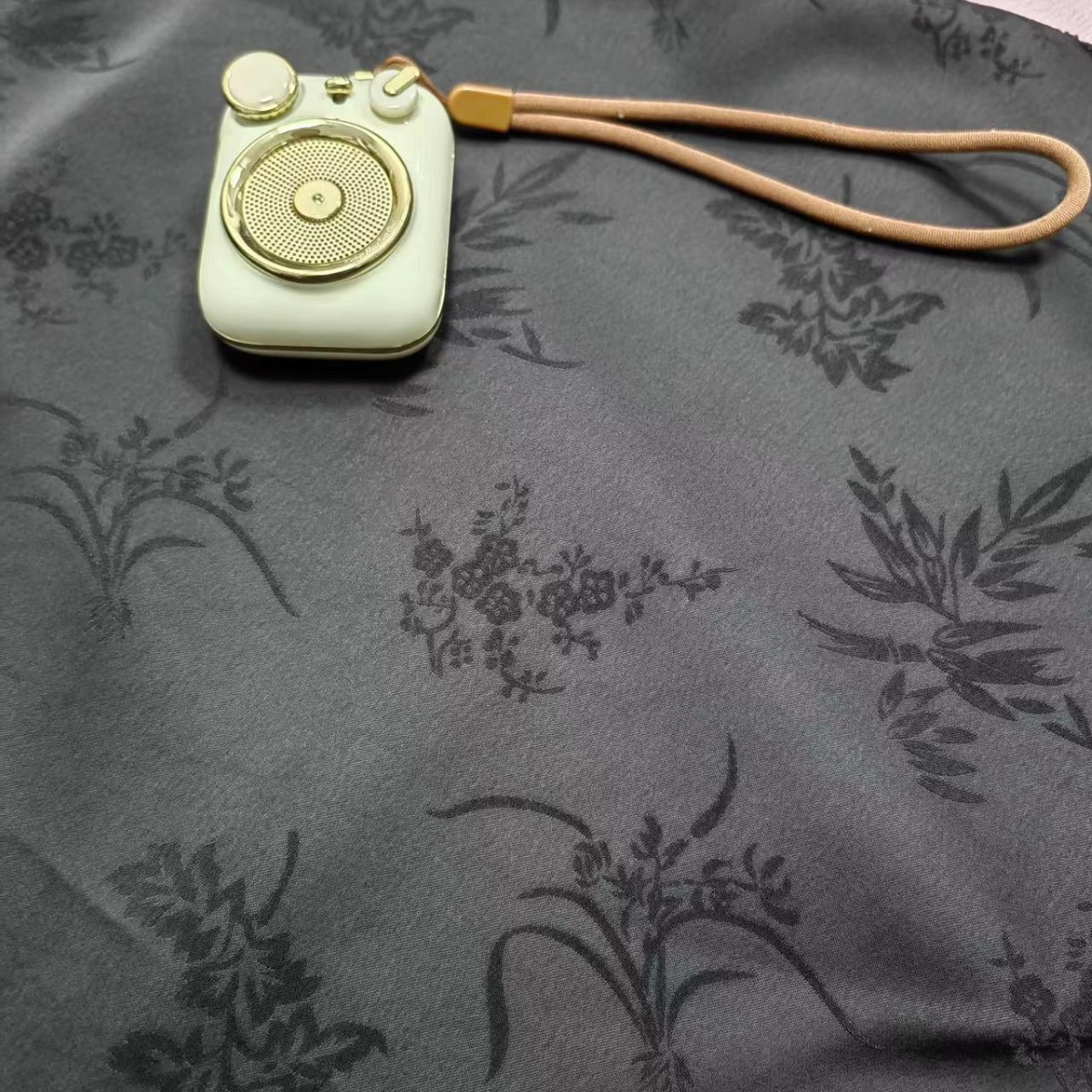 New Chinese Style Imitation Acetate Satin Fabric, Plum Blossom, Orchid, and Bamboo Leaf Jacquard Fabric, High-Quality Women's Summer Cheongsam Slimming Long Dress