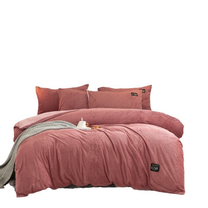 Specialized Foreign Trade Wholesale Magic Velvet Four-Piece Quilt Cover and Three-Piece Bed Bed Sheets Set French Velvet Double-Sided Velvet Winter