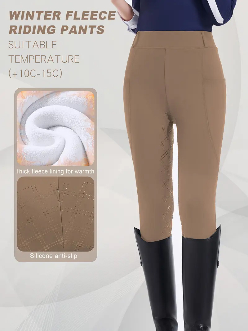 In-Stock Fleece-Lined Equestrian Pants with Full Silicone Non-Slip Wear-Resistant Elastic Riding Pants for Autumn and Winter, Fleece-Lined and Thickened Riding Pants