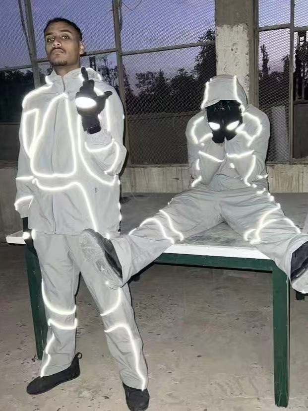 Cross-Border Nk Alcatraz Co-Branded Hook Jacket Jacket Hooded Men's and Women's Windbreaker Waterproof Reflective Strip Top Pants