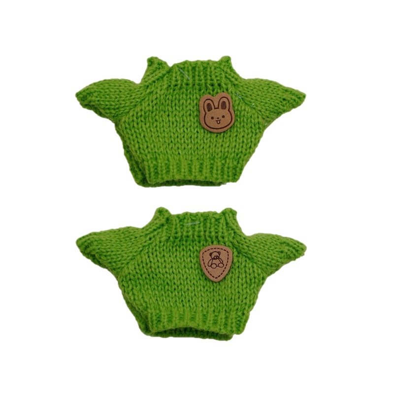 17cm First, Second and Third Generation Labubuli Pendant Baby Clothes Brown Bear Sweater Woolen Hat Small Bag Set