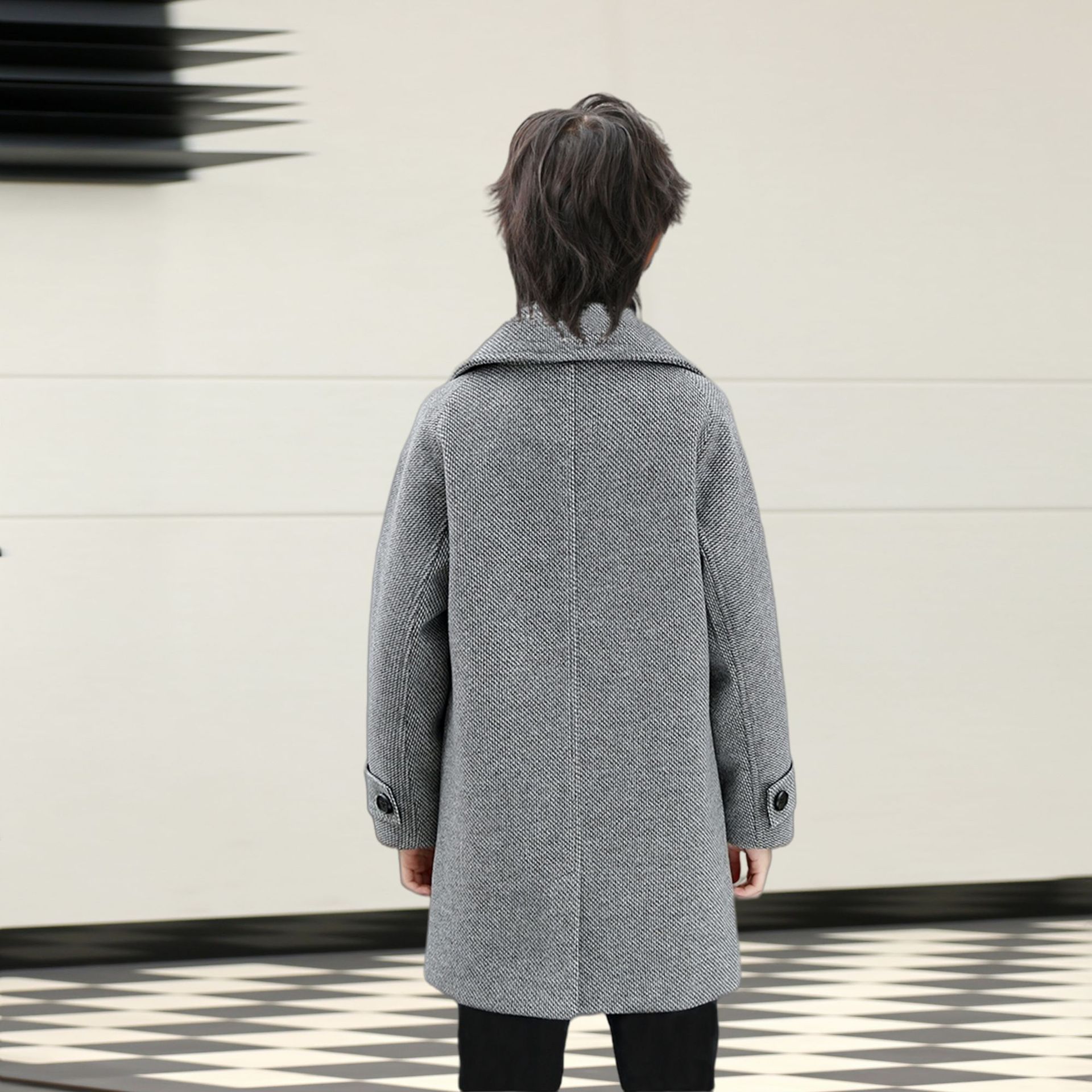 Boys' woolen coat autumn and winter western style warm mid-length Korean style handsome all-match windbreaker children's woolen coat