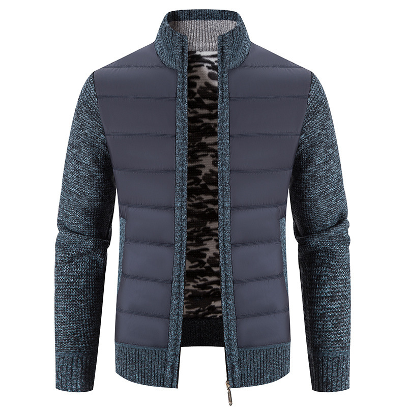 Cross-border foreign trade new fleece-lined thickened men's knitted cardigan Korean style trendy loose sweater cardigan coat