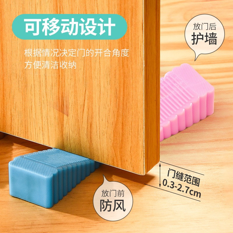 Windproof Silicone Anti-Collision Door Stopper for Home Use, No-Drill Door Card, Door Blocker, Anti-Pinch Safety Fixed Anti-Collision Wall Door Stop