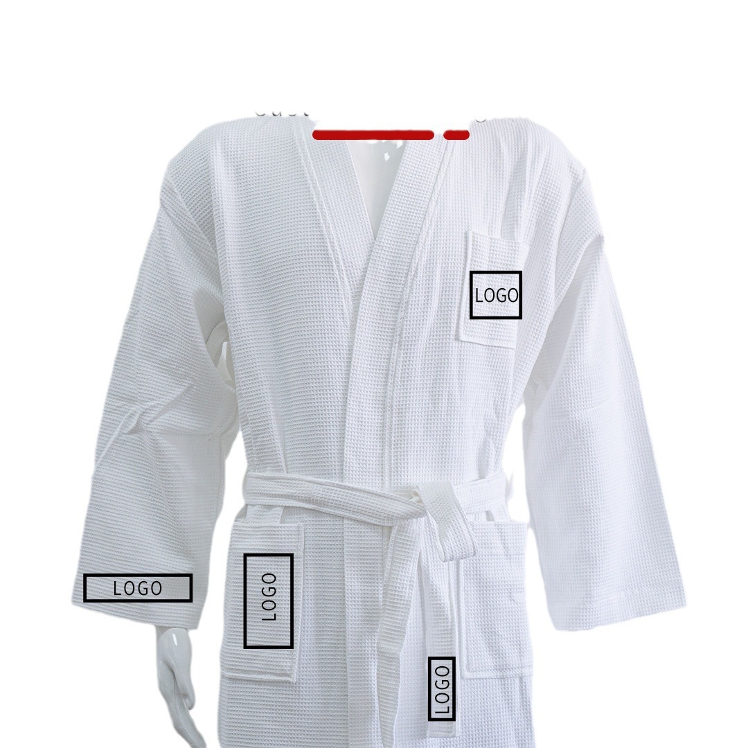 Waffe Bathrobe Cotton Home Couple's Long Nightgown Homestay Beauty Salon High-end Club Thin Hotel Bathrobe