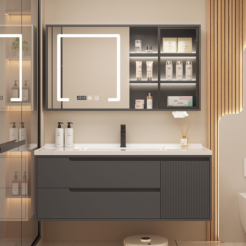 New Simple Bathroom Cabinet Bathroom Combination Cream Smart Washbasin Wash Ceramic Hand Wash Basin Integrated