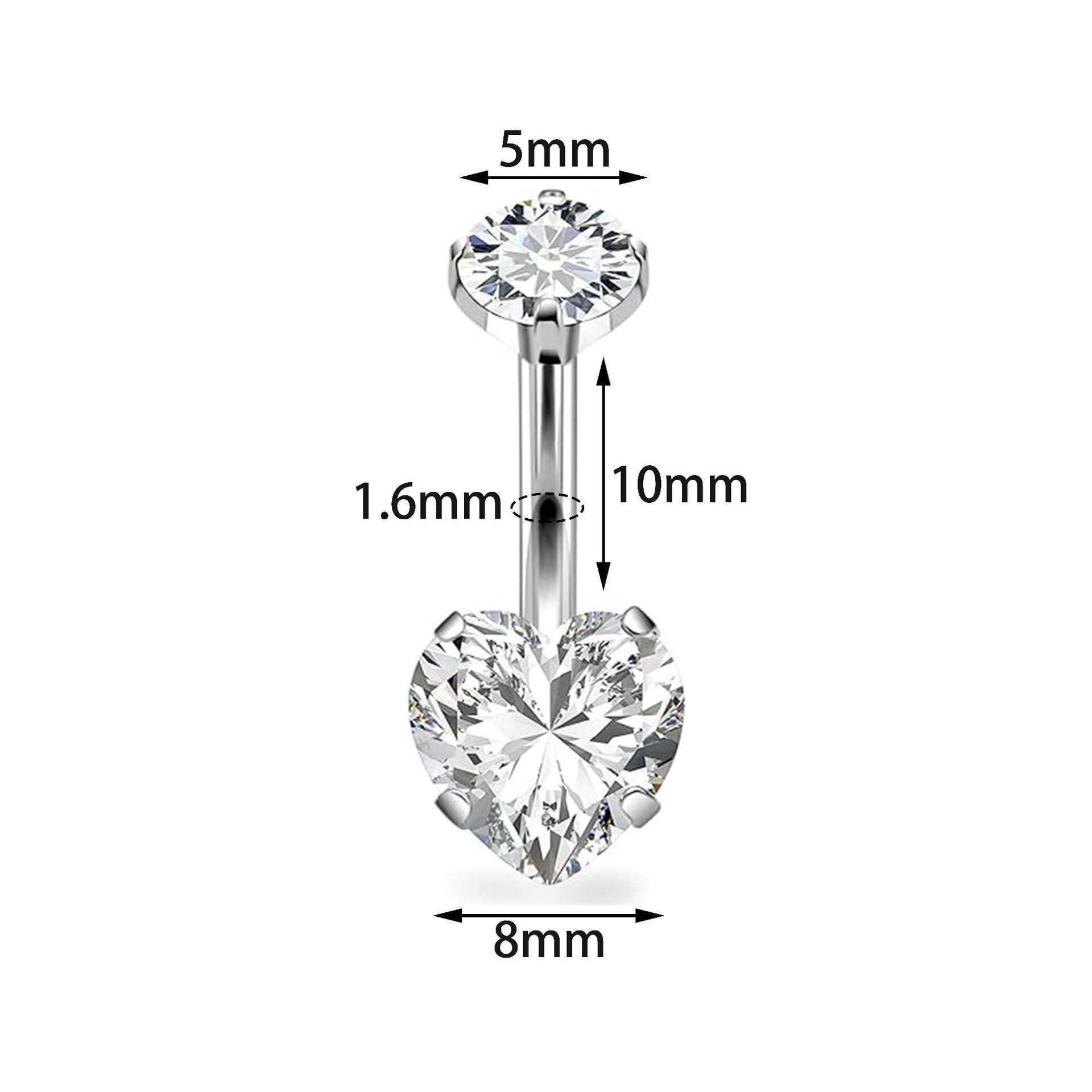 Cross-border new G23 titanium alloy heart-shaped double-headed belly button nail European and American heart-shaped umbilical ring body piercing jewelry wholesale