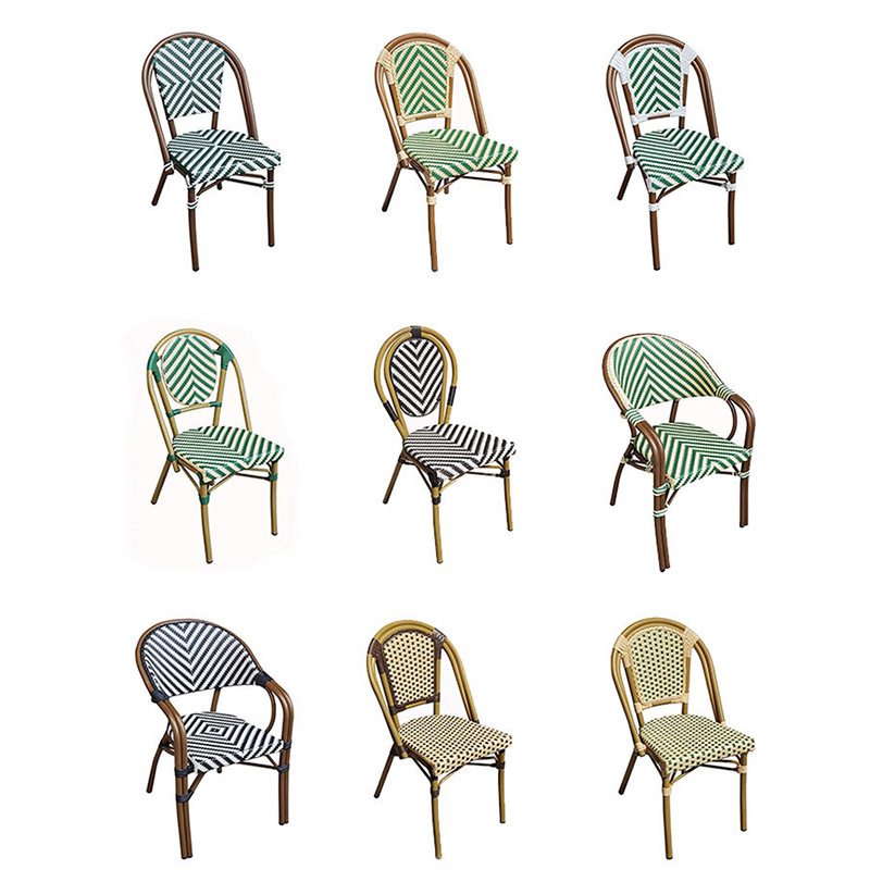 Internet Celebrity Outdoor Restaurant Chair American Outdoor Rattan Chair Balcony Leisure Woven Rattan Cafe Chair B&B Bamboo Chair