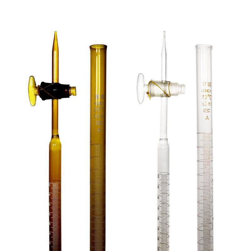 Acid-Base White Brown Blue-White Line Ptfe Burette 10ml 25ml 50m Equipment Teaching Instrument