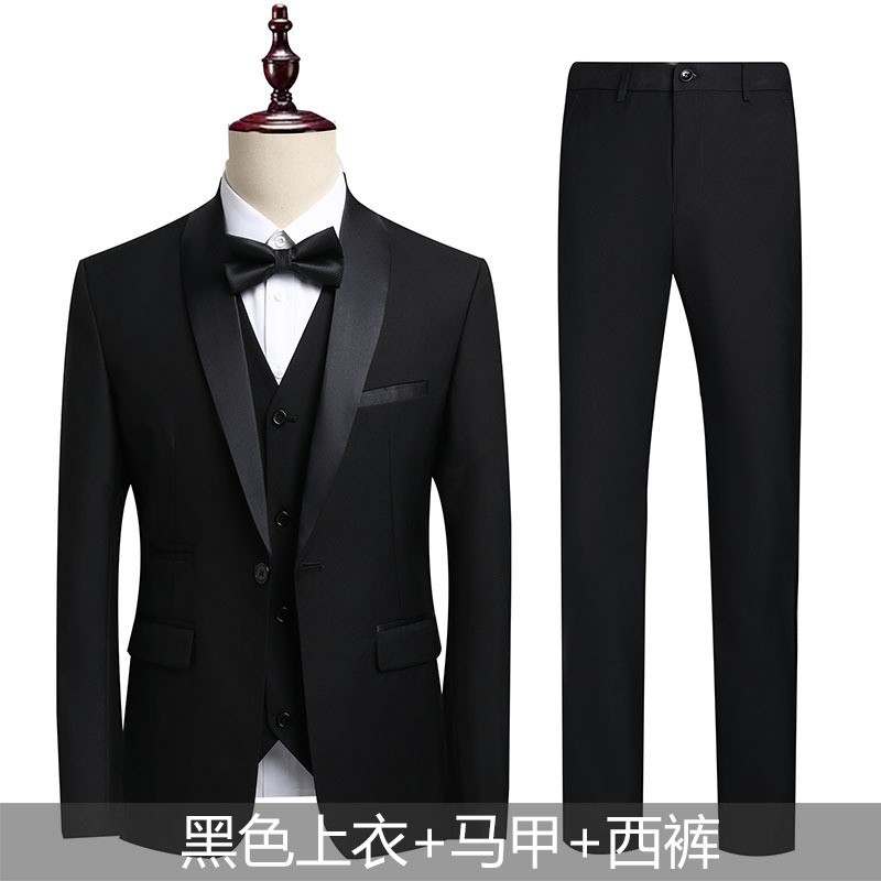 Suit Men's High-End Dress Business Casual Suit Men's Foreign Trade Cross-Border Wedding Dress Three-Piece Set