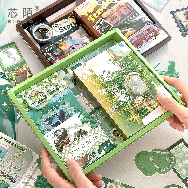 Xinmo Nuanyuan Full Series Retro Cute Export ins Material Handbook Set Gift Box Student Stationery Gift