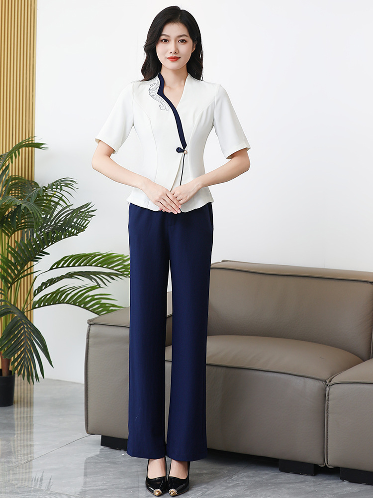 2025 New Style Pedicure Technician Work Clothes for Women, Classy Pedicure Shop Massage Club Spa Ear Picking Technician Work Clothes