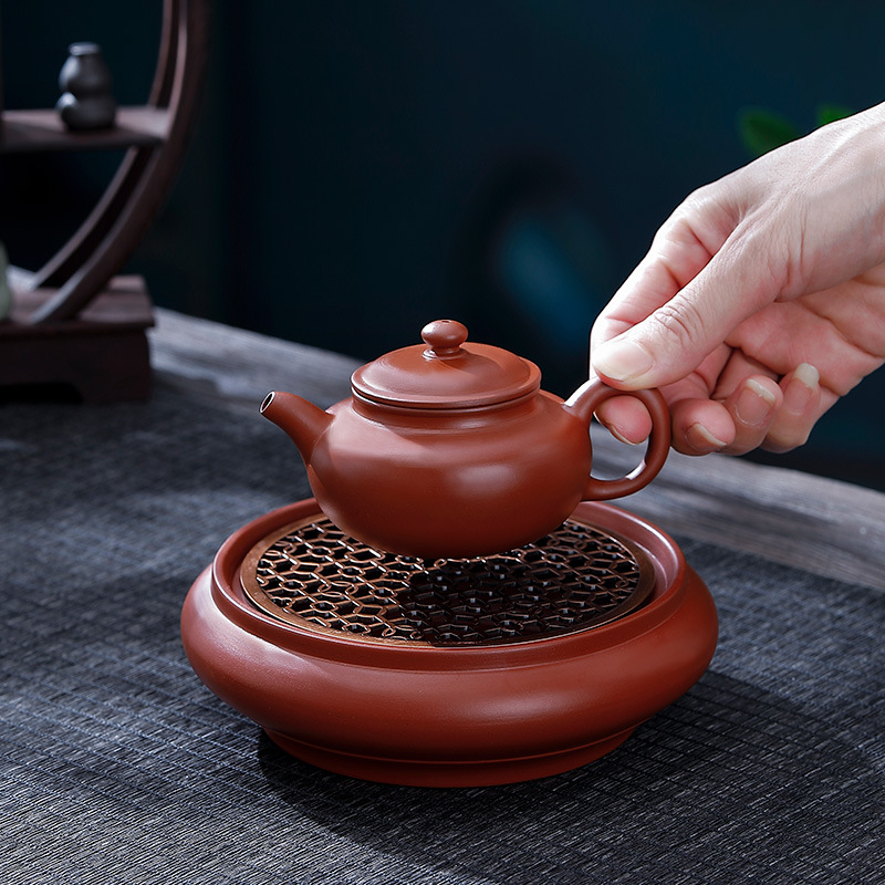 Zhu Mui Hand-pulled Drum-shaped Pot Bearing Dry Soaking Table Tea Tray Tea Boat Purple Sand Teapot Base Tea Tray Ceramic Base