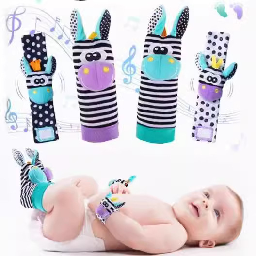 Baby cartoon animal wrist bell rattle socks new baby wrist strap socks suit CPC CE EN