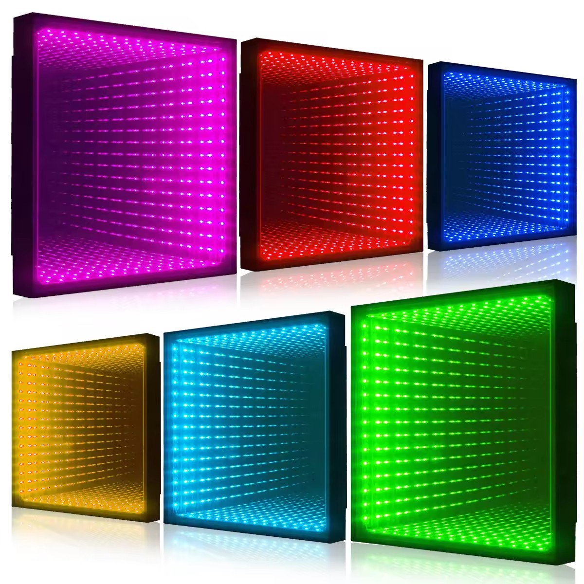 Led Dance Floor Tile Thousand Layer Mirror Stereo Luminous Advertising Sign Rgb Dance Hall Floor Light 3D Infinite Abyss Mirror
