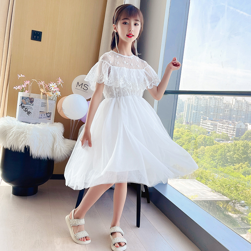 Girls Summer Dress 2025 New Internet Celebrity Style Girls Korean Style Girls Fashionable Princess Gauze Dress Performance Clothes
