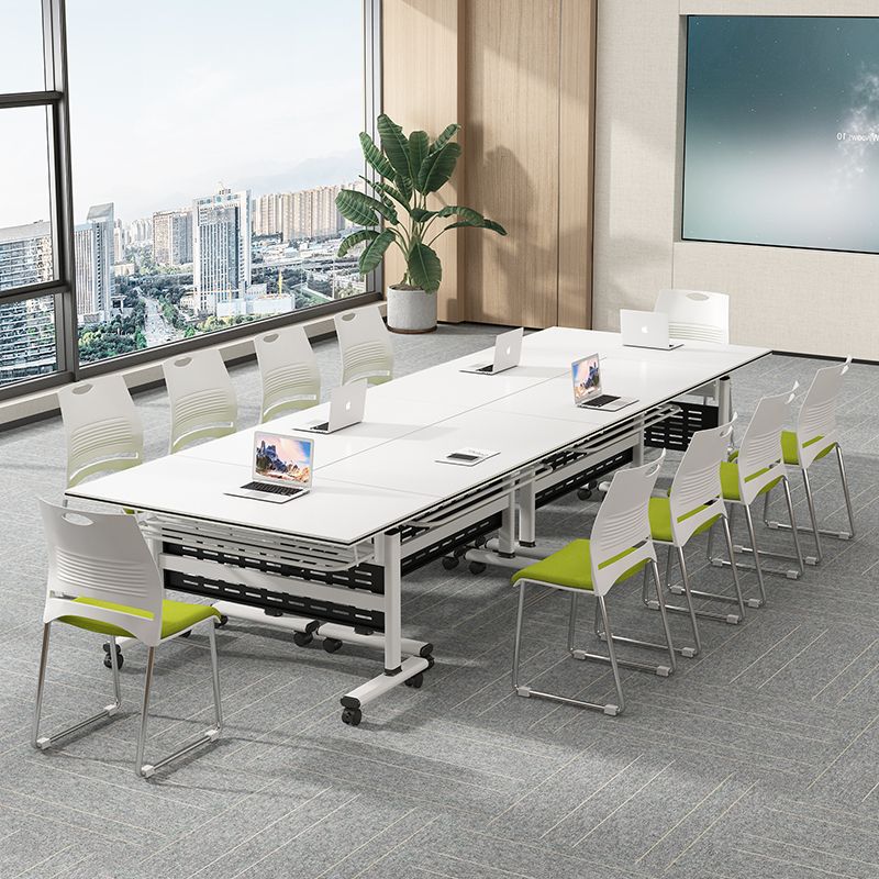 Folding Conference Table, Movable Splicing Long Table with Wheels, Multi-Functional Office Desk, Conference Room Folding Training Table