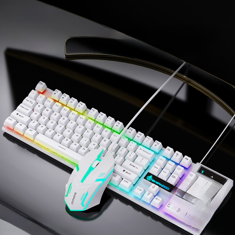 Shibadu D500 Thick Suspended Keycap Mechanical Feel Gaming Luminous Keyboard Mouse Computer Keyboard and Mouse Set