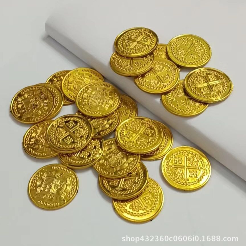 Пиратские костюмные аксессуары, пластиковая монета для игры, игрушечная монета для охоты за сокровищами