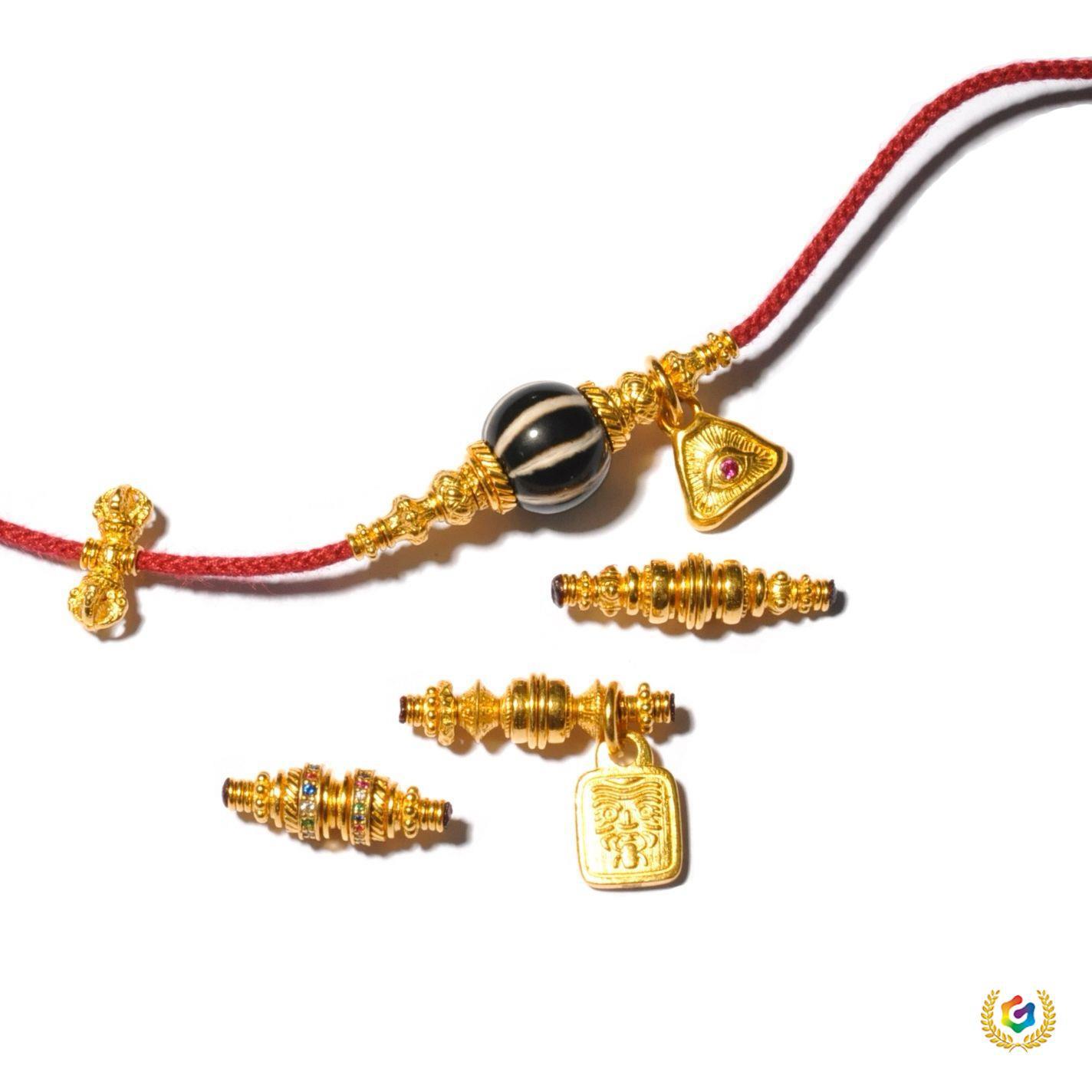 ✅ Light Luxury Retro-Colored Dzi Beads with Ancient Bead Accessories Universal Joint Clavicle Chain DIY Accessories Pendant Accessories