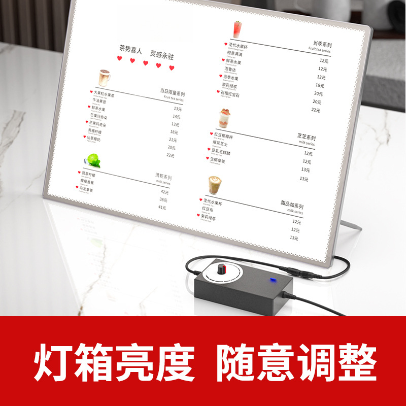 Bar Counter Illuminated Menu Display Board Milk Tea Shop Light Box Ordering Board Price List Desktop 34 Card Advertising