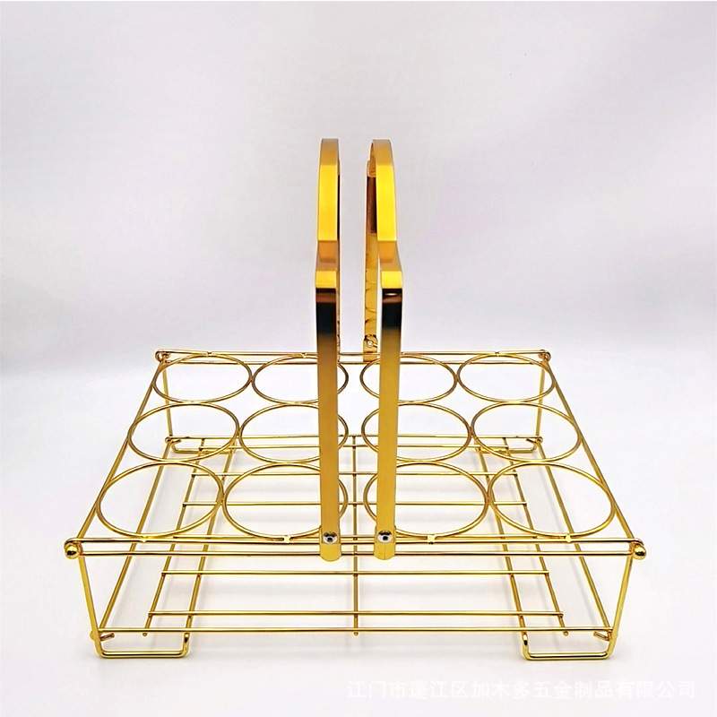 Wrought Iron Beer Rack Beer Basket Hotel Ktv Bar Carrying Rack Foldable 6-Hole 12-Hole Beverage Carrying Basket with Handle