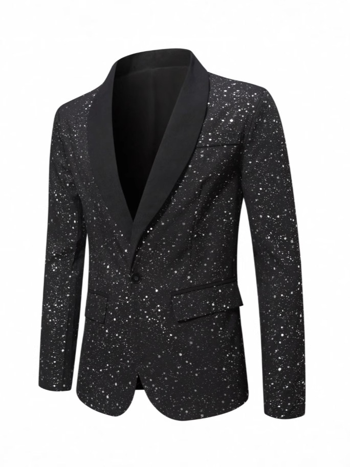 2025 Export European and American Cross-Border Men's Suit Jacket Fashion Casual Shiny Banquet Wedding Party Dress Top