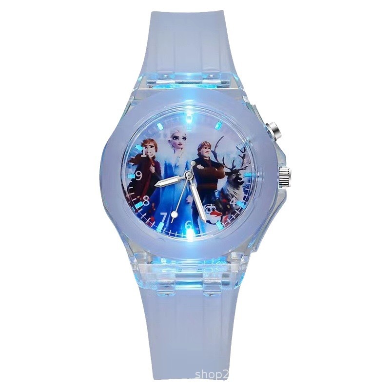 New Luminous Student Children's Watch Cute Cartoon Silicone Led Doll Wholesale Manufacturer Elsa