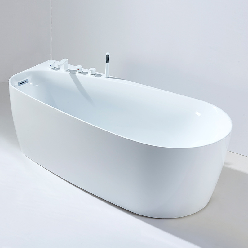 Erica Simple Small Apartment Acrylic Japanese Deep Soak Hotel Home Freestanding Bathtub Cross-border Factory Direct Sales