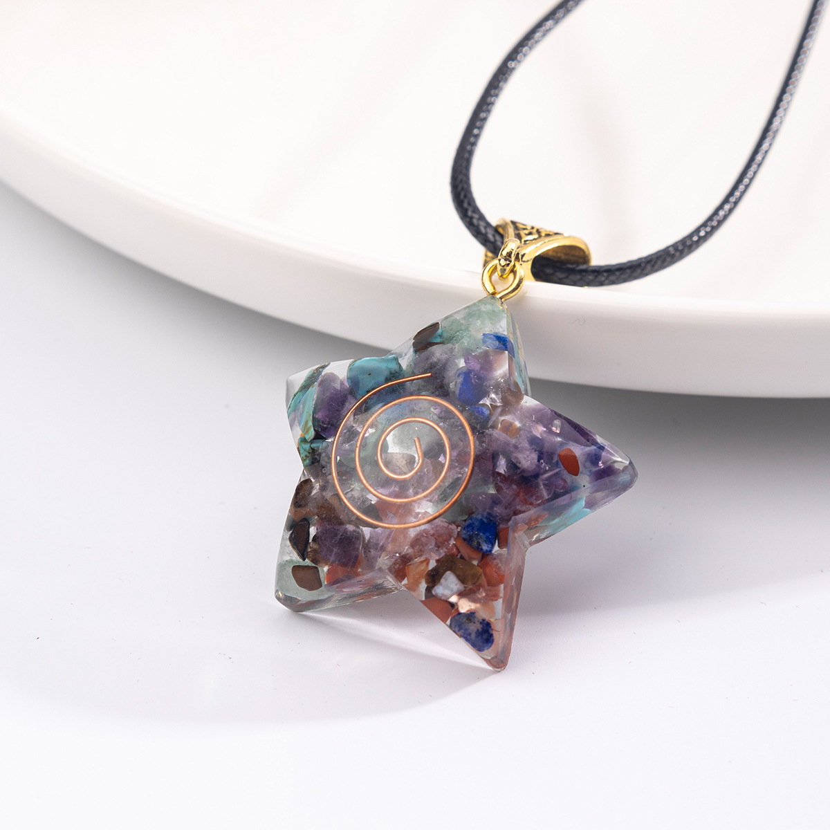 Zhuhang Jewelry Cross-Border New Natural Crystal Pendant Colorful Crystal Gravel Necklace Amethyst Lapis Lazuli Jewelry
