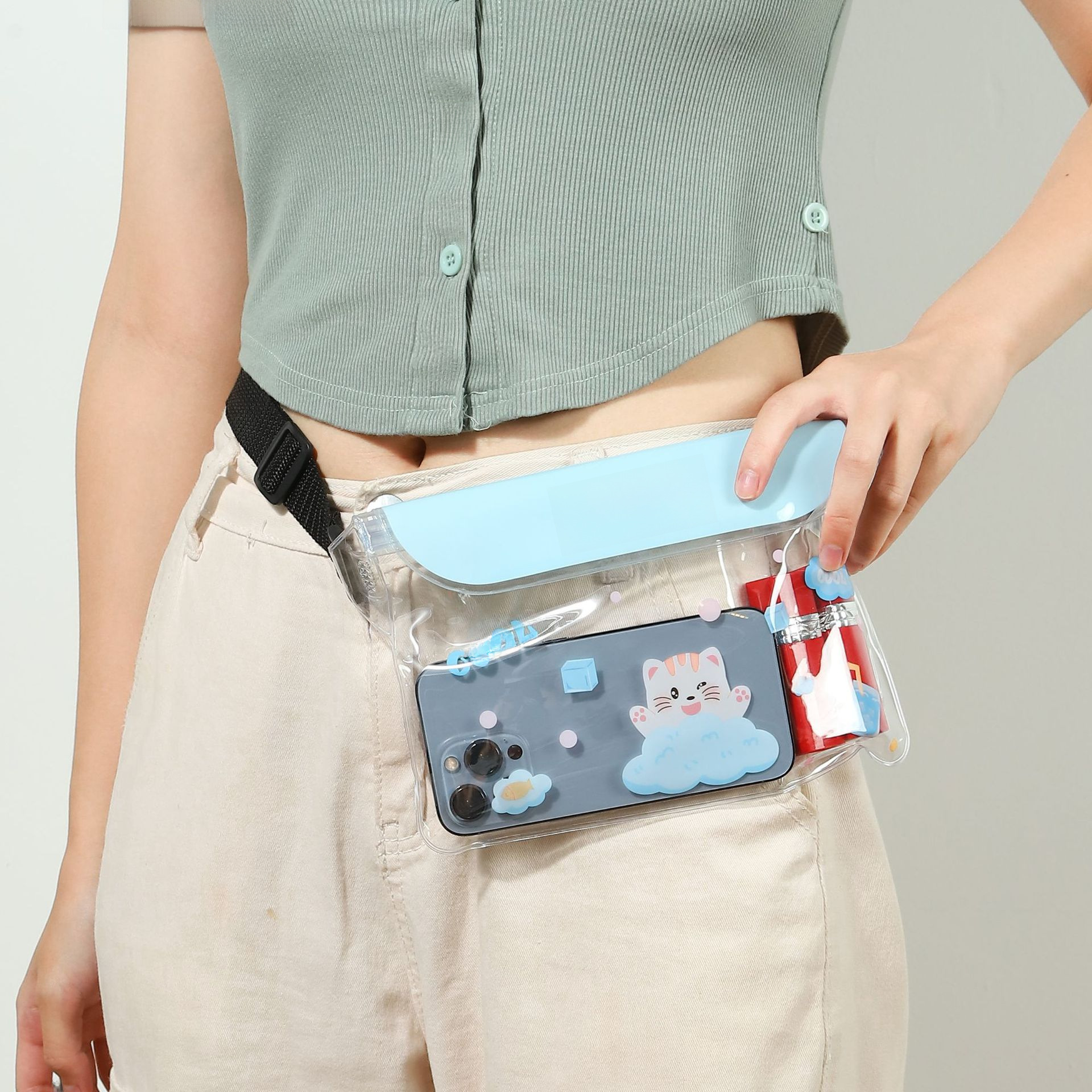 Large Capacity Mobile Phone Waterproof Bag Outdoor Drifting Waterproof Case Swimming Waterproof Mobile Phone Bag Waist Pack Three Layer Waterproof Bag