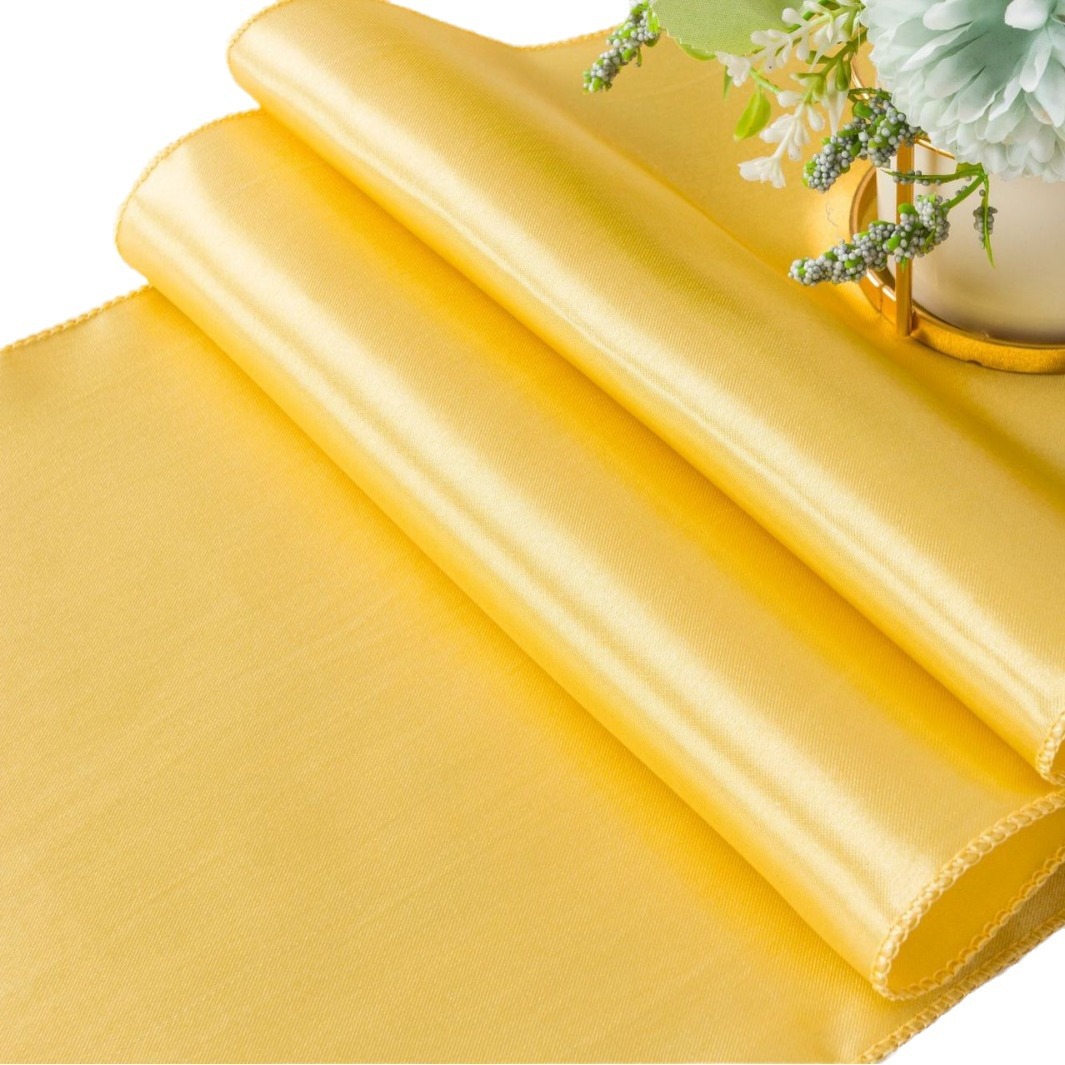 In-Stock Satin Table Runner, Solid Color, New Chinese Style, Stitched Edges, Light Luxury, Red, Wedding, Mid-Century Style, American Style, High-End Feel